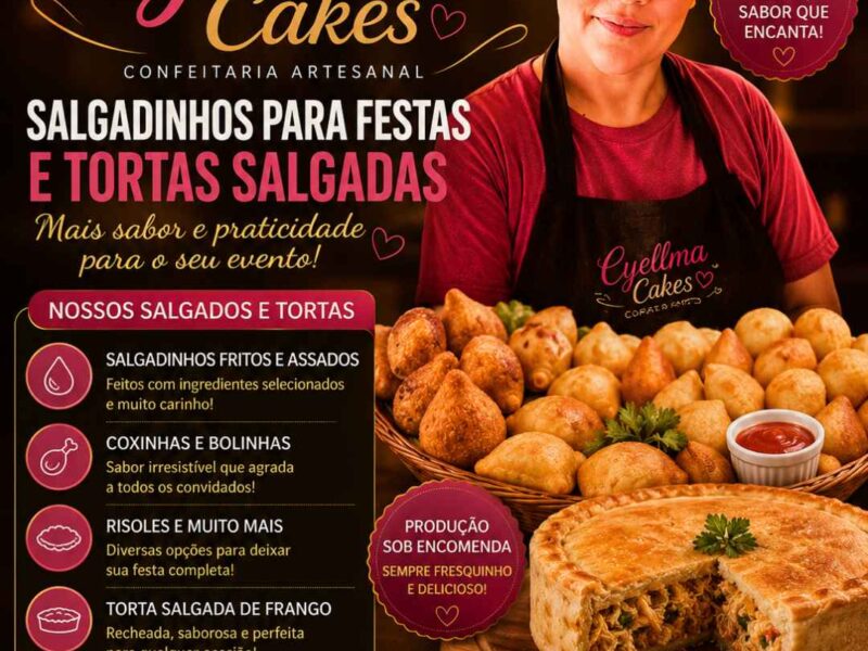 Salgadinhos para Festa e Torta Salgada em Altamira - Cyellma Cakes