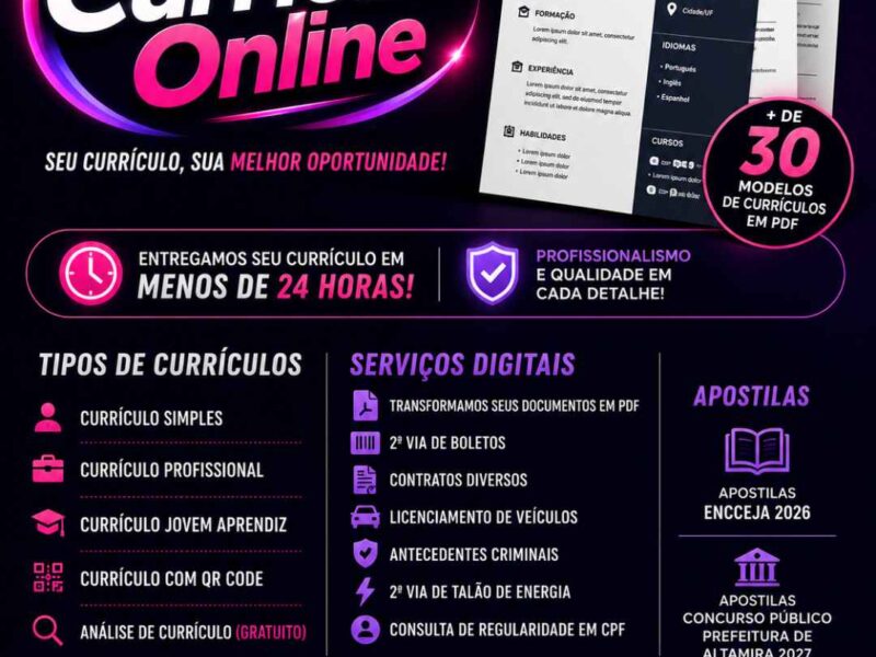 Currículo Online em Altamira e Serviços Digitais