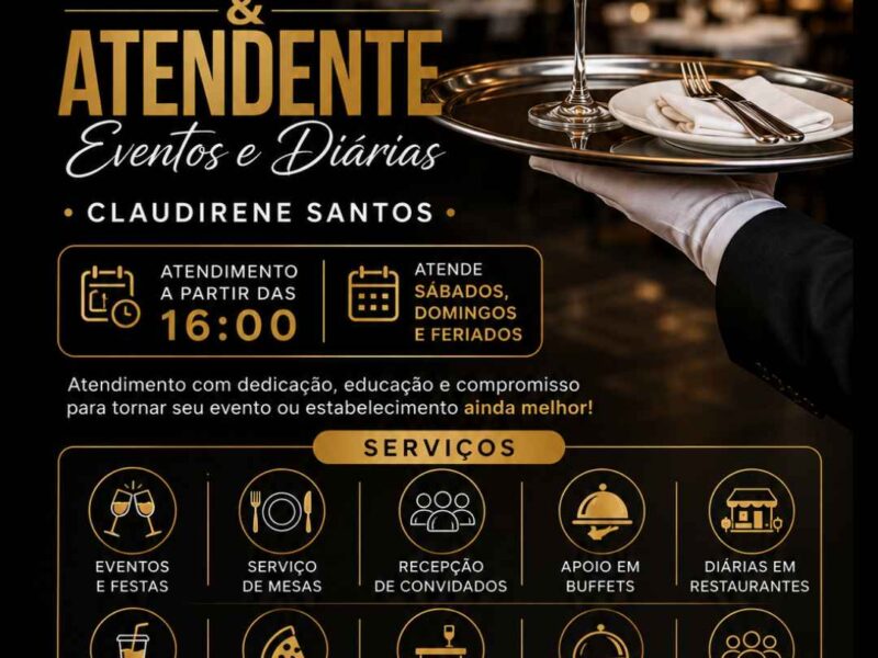 Garçonete para Eventos e Diárias em Altamira | Claudirene Santos